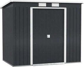 Abrigo de Jardim 213x130x173 Abrigo de Exterior de Aço Galvanizado com Porta Corredeira para Armazenamento Cinza Escuro