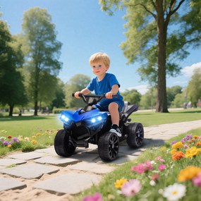 Moto 4 Elétrico para Crianças 6 V para Crianças com Velocidade até 3 km/h Faróis e Música 70x42x45 cm Azul