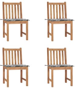 Cadeiras de jardim c/ almofadões 4 pcs madeira de teca maciça