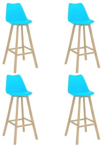 vidaXL Bancos de bar 4 pcs PP e madeira de faia maciça azul