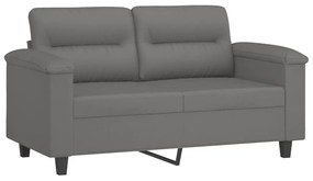 3 pcs conjunto sofás c/ almofadas microfibra cinza-escuro