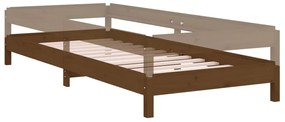 Cama empilhável 90x190 cm madeira de pinho maciça castanho mel