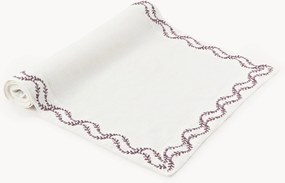 Corredor de mesa em linho lavado com bordado artesanal Ivy