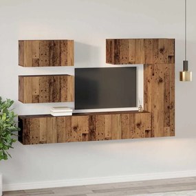 Conjunto de móvel de TV 6 pcs Madeira antiga 30.5 x 30 x 90 cm