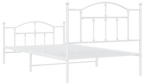 Estrutura de cama com cabeceira e pés 100x200 cm metal branco