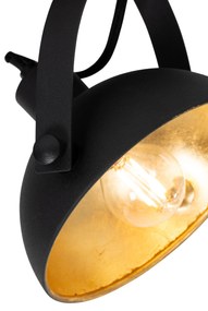 Candeeiro de teto industrial preto dourado ajustável com 2 luzes - Magnax Industrial