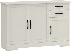 HOMCOM Aparador Branco com 3 Portas Moderno para Sala de Estar com 2 Gavetas Prateleira Ajustável 120x38x79 cm Madeira | Aosom Portugal