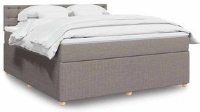 vidaXL Cama com molas/colchão 180x200 cm tecido castanho-acinzentado