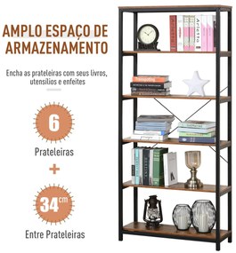 Estante Cleo com 6 Prateleiras - Design Industrial