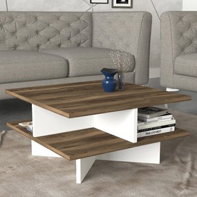 Mesa de Centro Hamton – Nogueira e Branco (60 x 31,2 x 60 cm) | Estilo