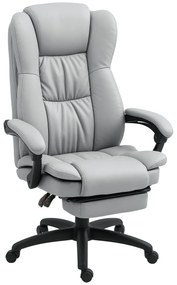 Cadeira de Escritório com Altura Ajustável 6 Pontos de Massagem e Apoio para os Pés Retrátil 68,5x68,5x113-121 cm Cinza