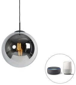LED Candeeiro de suspensão inteligente preto com vidro fumê 30 cm incl. Wifi ST64 - Pallon Art Deco