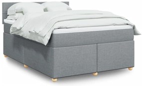 vidaXL Cama com molas/colchão 140x200 cm tecido cinzento-claro