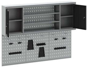 Conjunto de Armário de Ferramentas e Painel de Ferramentas de 6 Peças