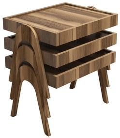 Conjunto de Mesas Roma – Nogueira – 53,6 cm x 64 cm x 40 cm (3 Peças)