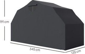 Abrigo exterior para motos em forma de tenda, capa de proteção em tecido Oxford, 2 janelas, 345 x 135 x 191 cm, preto