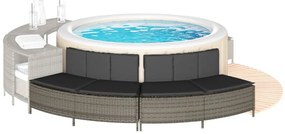 vidaXL Bancos p/ banheira de hidrom. c/ almofadões 2 pcs vime PE cinza