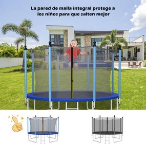 Rede de segurança de substituição para trampolim 366 cm Parede de malha para trampolim redondo com 8 postes 8 correias Preto