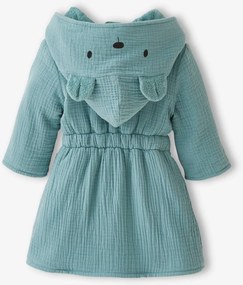 Roupão animal personalizável, em gaze de algodão bio*, para bebé azul-medio