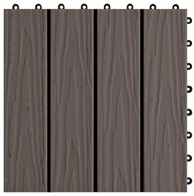 Ladrilho pavimento relevo profundo 11 pcs WPC 1m² cast. escuro