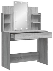 Toucador com luzes LED 96x40x142 cm cinzento sonoma