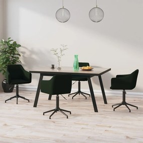 vidaXL Cadeiras de jantar giratórias 4 pcs veludo verde-escuro
