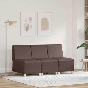 Cadeiras de Sofá 3 pcs Castanho 55 x 74 x 82 cm Couro sintético