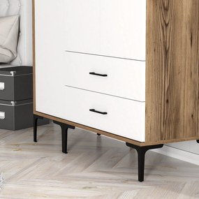 Roupeiro Kumsal ST – Nogueira e Branco – 120x47,5x201,4 cm