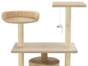 Árvore para gatos c/ postes arranhadores sisal 95 cm bege