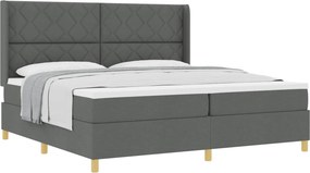 vidaXL Cama Box com colchão Cinza Escuro 200 x 200 cm tecido