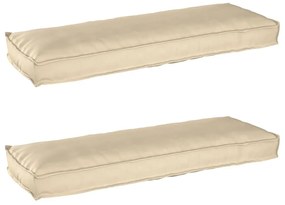 vidaXL Almofadas de Palete para Banco 2 pcs Bege 120x40x8 cm Tecido Oxford
