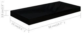 Prateleiras de parede suspensas 4 pcs 50x23x3,8cm MDF preto