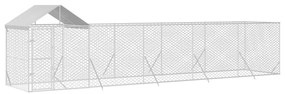 Canil de exterior com teto 10x2x2,5 m aço galvanizado prateado