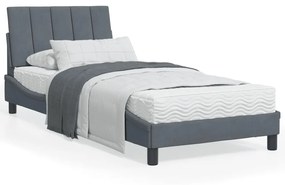 vidaXL Estrutura de cama sem colchão 90x200 cm veludo cinzento-escuro
