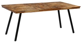 Mesa de jantar madeira de teca recuperada e aço 180x90x76 cm