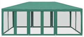 Tenda p/ festas c/ 10 paredes laterais em rede 6x4 m PEAD verde