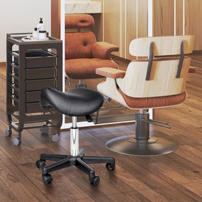 Banco com rodas, banco de massagem com altura ajustável entre 43 e 55 cm e assento ergonómico, cadeira de trabalho com rodas e rotação de 360°, para s