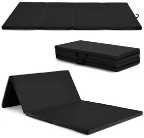 Tapete de ginástica dobrável antiderrapante de chão macio dobrável para exercícios de ioga em casa 240 x116 x 5 cm Preto