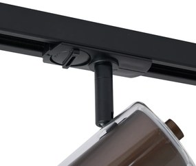 Foco moderno bronze escuro com vidro transparente para sistema de calhas monofásico - Iconic Lloyd Moderno