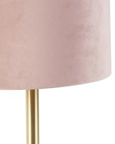 Candeeiro de mesa romântico em latão com tom rosa 25 cm - Simplo Moderno