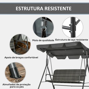 Banco Baloiço de Jardim Baloiço de Exterior com Toldo Ajustável Assent