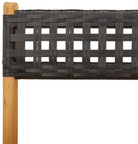3 pcs conjunto de bistrô vime PE e madeira maciça preto