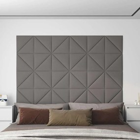 vidaXL Painel de parede 12 pcs 30x30 cm tecido 0,54 m² cor cinza-claro
