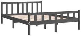 Estrutura de cama king 150x200 cm madeira maciça cinza