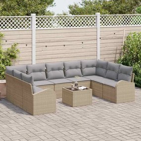 Conjunto de Sofás de Jardim vidaXL de 10 Peças com Almofadas em Rattan