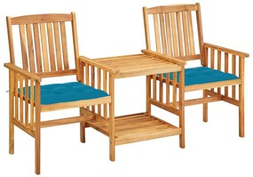 3061294 vidaXL Cadeiras de jardim c/ mesa de centro e almofadões acácia maciça
