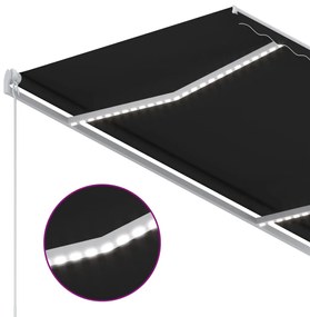 Toldo automático c/ LED e sensor de vento 3x2,5 m antracite