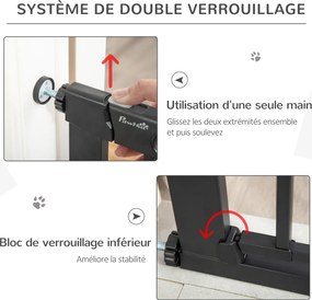 Barreira de segurança para animais com porta de fecho automático e sistema de dupla travagem, em aço preto