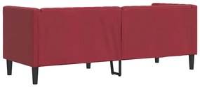 Sofá chesterfield 3 lugares couro artificial vermelho tinto