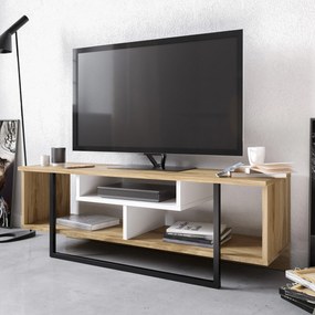 Móvel para TV Asal – Branco/Preto/Carvalho – 119,4 x 40,2 x 35,2 cm